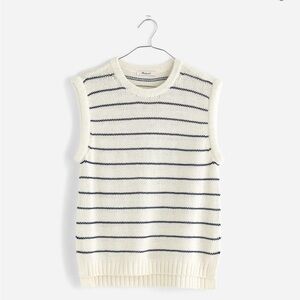 Madewell Puff-Trim Sweater Vest in Stripe